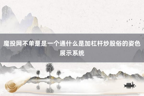 魔投网不单是是一个通什么是加杠杆炒股俗的姿色展示系统