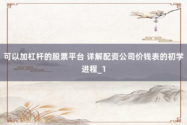 可以加杠杆的股票平台 详解配资公司价钱表的初学进程_1