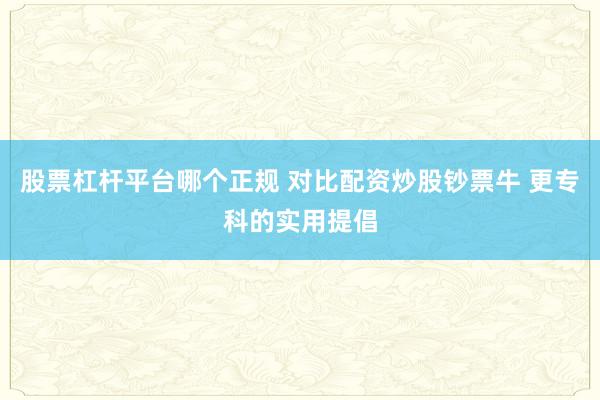 股票杠杆平台哪个正规 对比配资炒股钞票牛 更专科的实用提倡