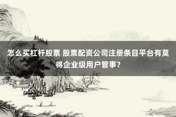 怎么买杠杆股票 股票配资公司注册条目平台有莫得企业级用户管事?