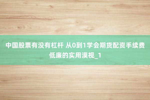 中国股票有没有杠杆 从0到1学会期货配资手续费低廉的实用漠视_1