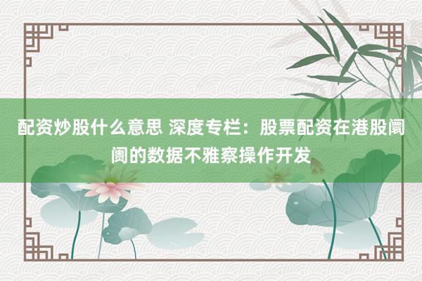 配资炒股什么意思 深度专栏:股票配资在港股阛阓的数据不雅察操作开发