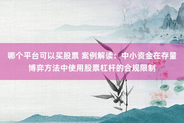 哪个平台可以买股票 案例解读：中小资金在存量博弈方法中使用股票杠杆的合规限制